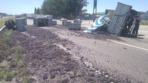 Vuelco de un camión en Ruta 40 de Luján