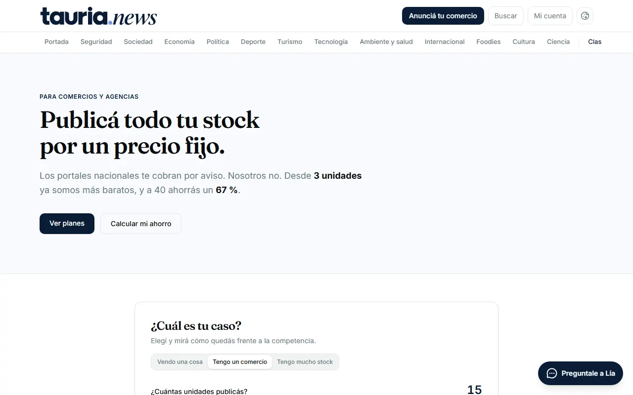 La grilla de planes. Los precios salen del catálogo activo, así que están siempre al día.