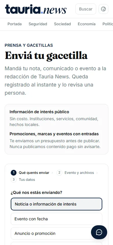 El primer paso del formulario. Son tres pasos y se puede volver atrás sin perder nada.