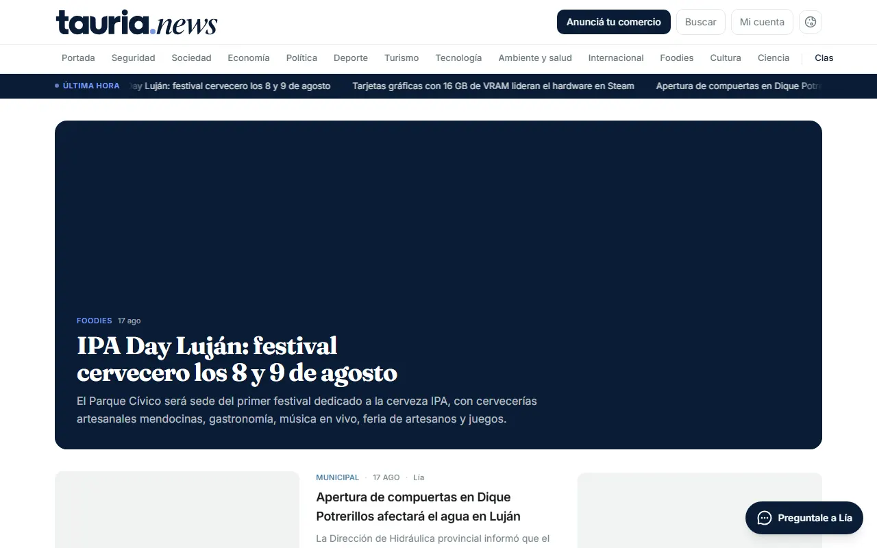 La portada. Los bloques y su orden los decide la redacción todos los días.